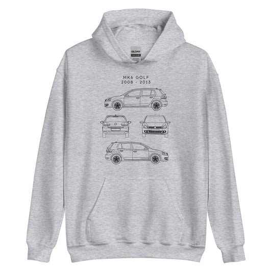 Golf MK6 Blueprint Unisex Hoodie Blueprint Fashion EU