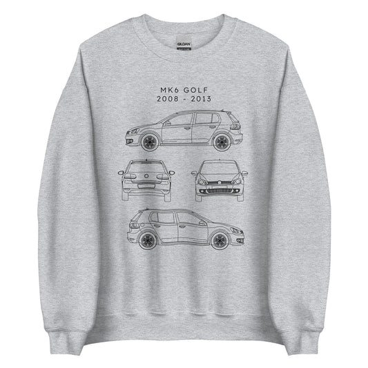 Golf MK6 Blueprint Unisex Sweatshirt Blueprint Fashion EU