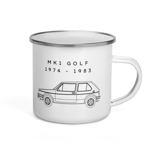 Golf MK1 Enamel Camping Mug Blueprint Fashion EU
