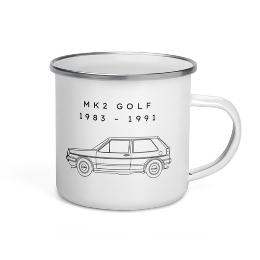 Golf MK2 Enamel Camping Mug Blueprint Fashion EU