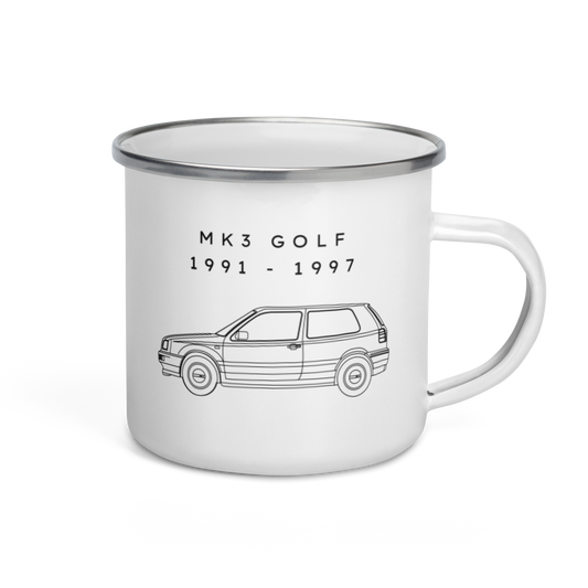 Golf Mk3 Enamel Camping Mug Blueprint Fashion EU