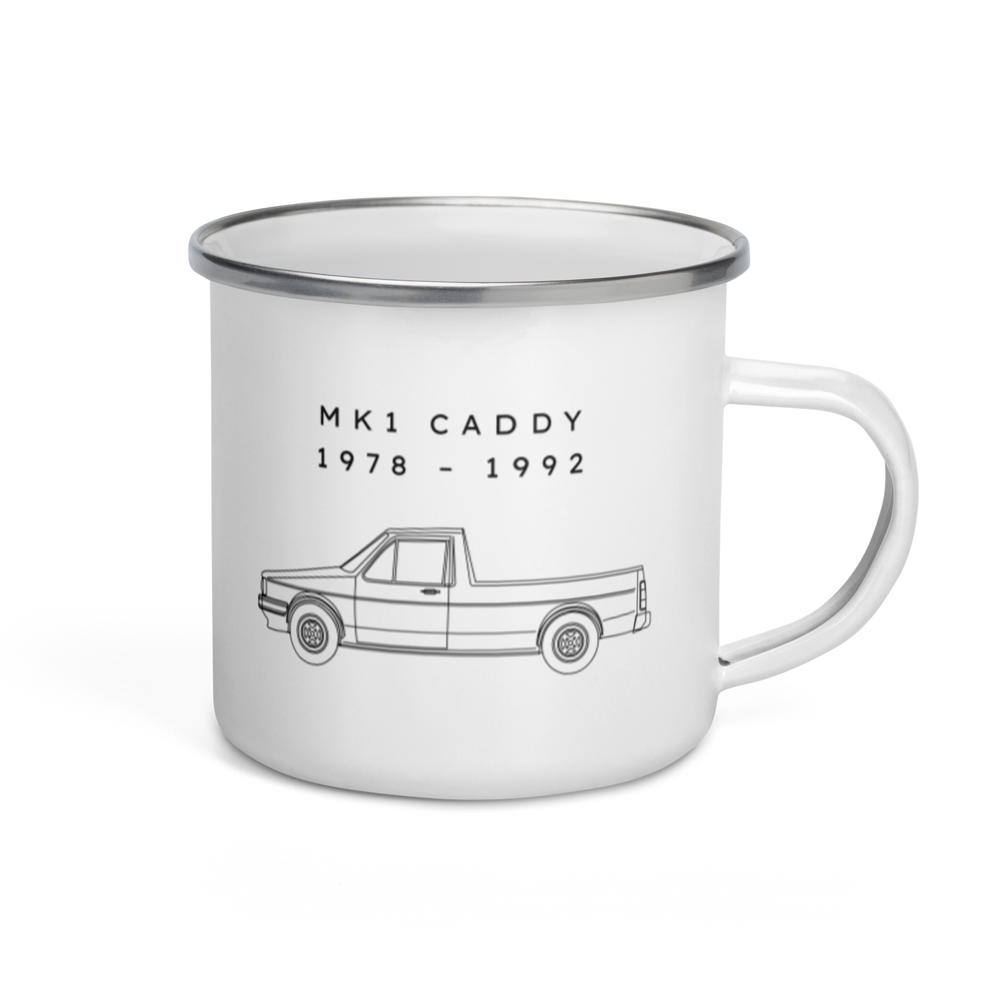 Caddy MK1 Enamel Camping Mug Blueprint Fashion EU