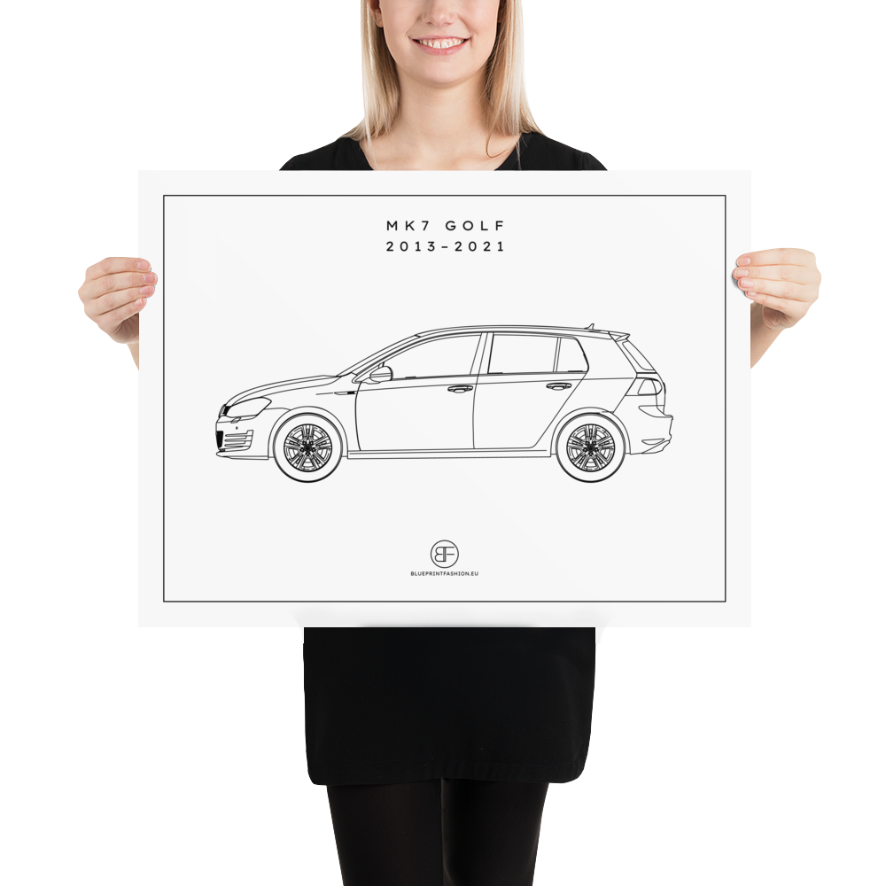 Golf MK7 Sideview Poster Blueprint Fashion EU