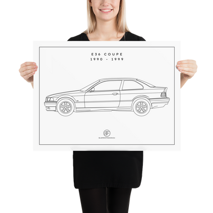 E36 Coupe Sideview Poster Blueprint Fashion EU