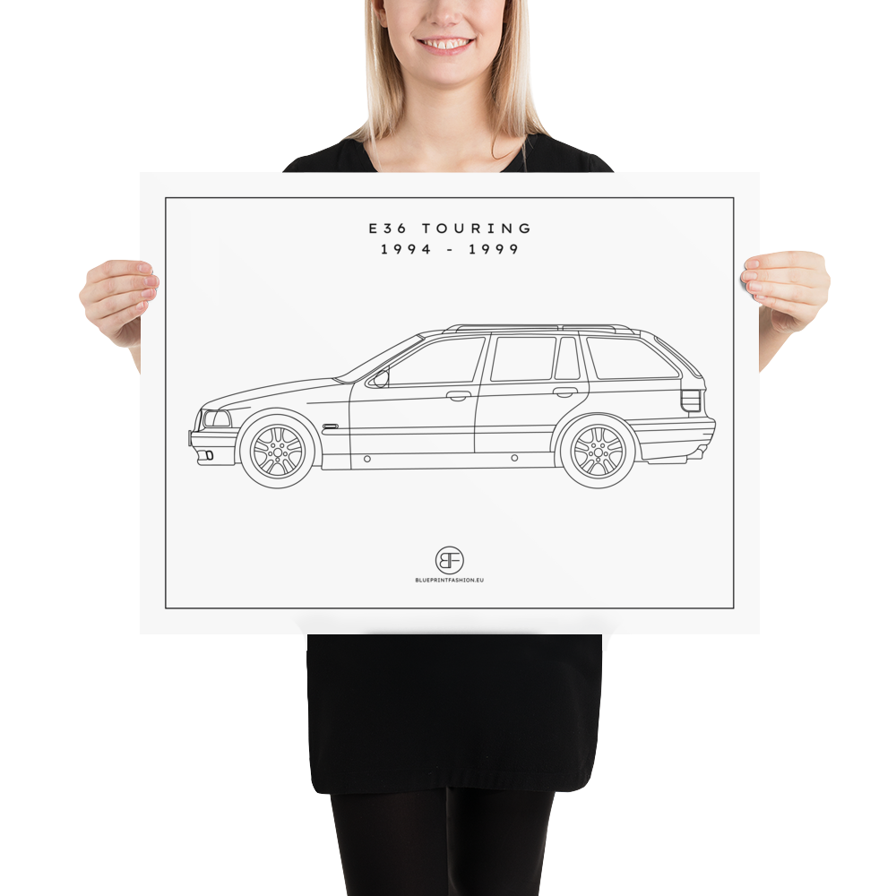 E36 Touring Sideview Poster Blueprint Fashion EU