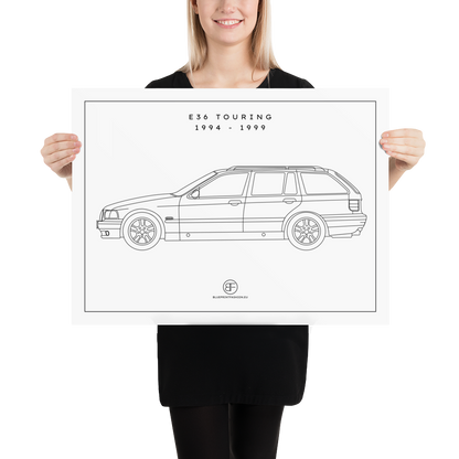 E36 Touring Sideview Poster Blueprint Fashion EU