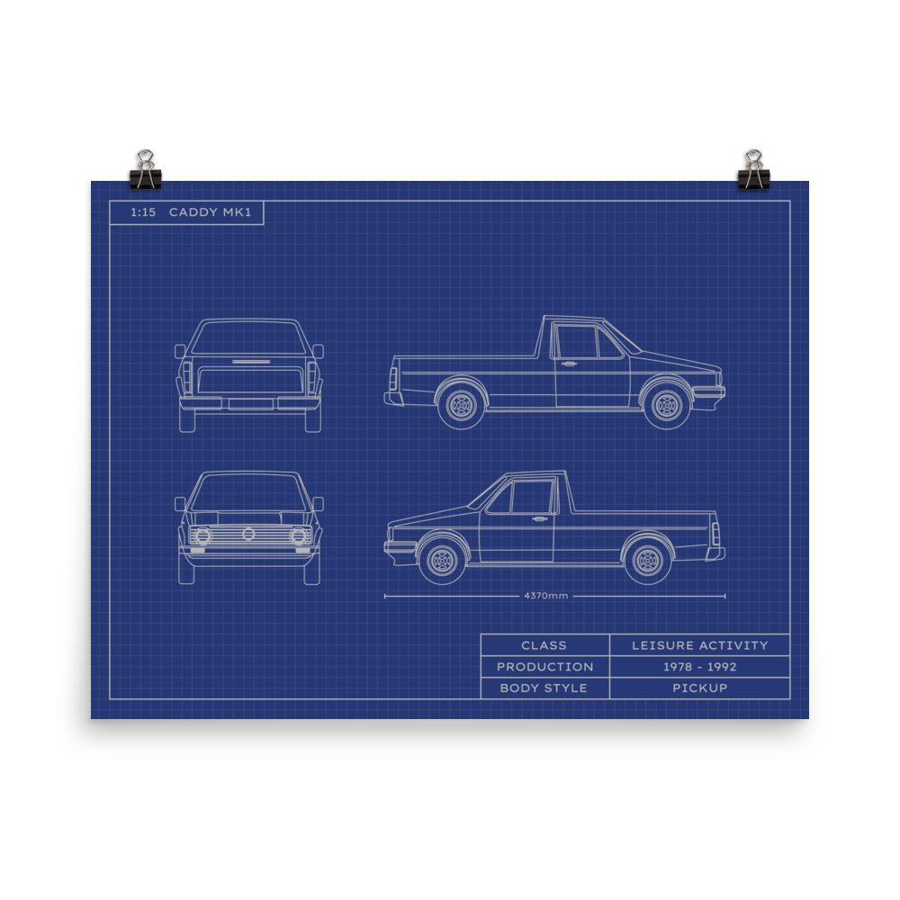 Caddy MK1 1:15 Scale Blueprint Poster Without Frame Blueprint Fashion EU