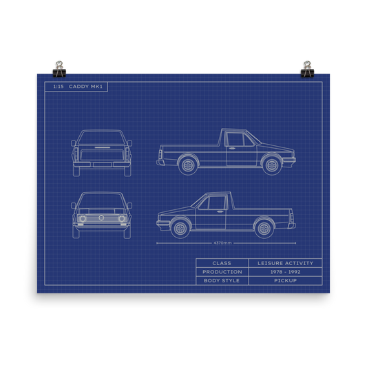 Caddy MK1 1:15 Scale Blueprint Poster Without Frame Blueprint Fashion EU