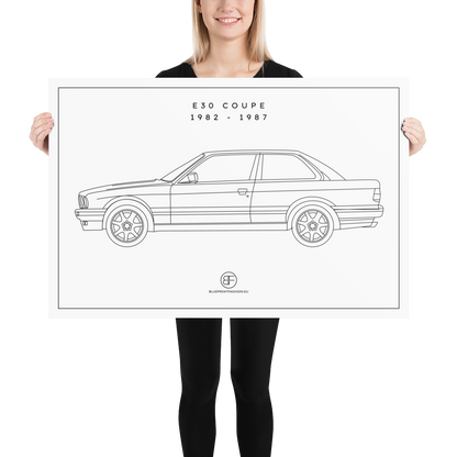 E30 Coupe Sideview Poster Blueprint Fashion EU