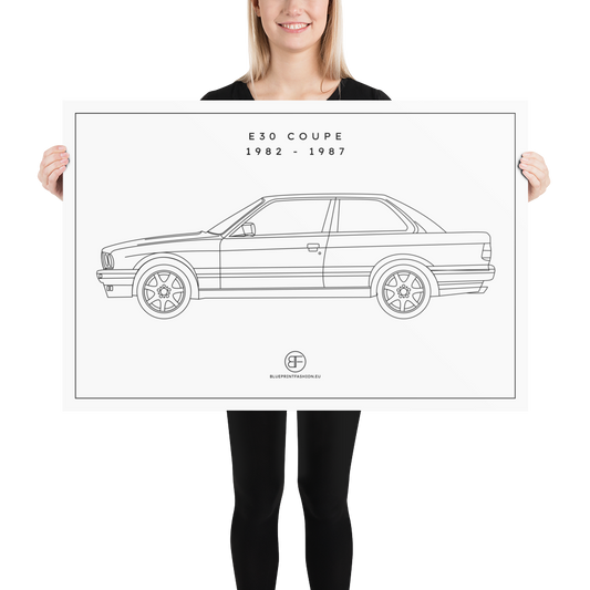 E30 Coupe Sideview Poster Blueprint Fashion EU