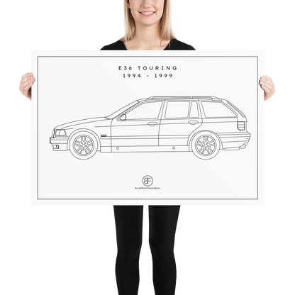 E36 Touring Sideview Poster Blueprint Fashion EU