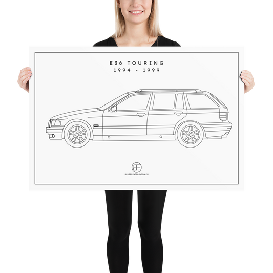 E36 Touring Sideview Poster Blueprint Fashion EU