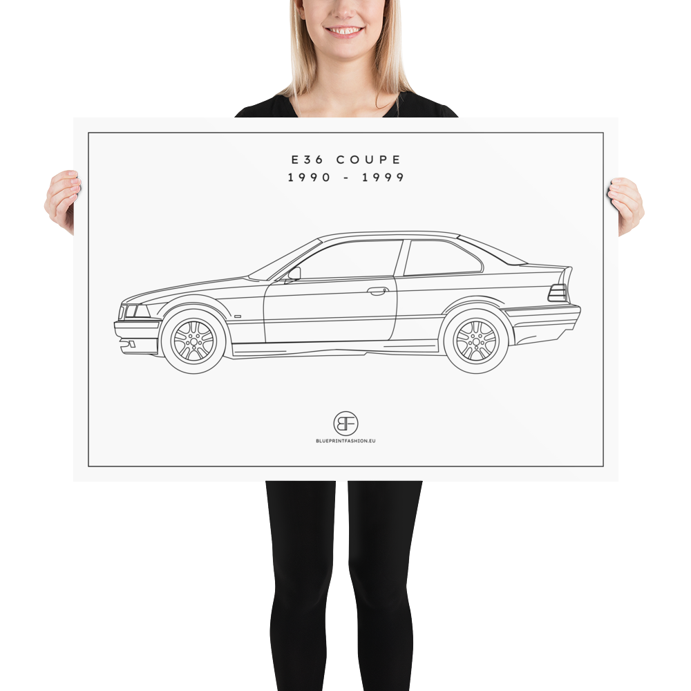 E36 Coupe Sideview Poster Blueprint Fashion EU