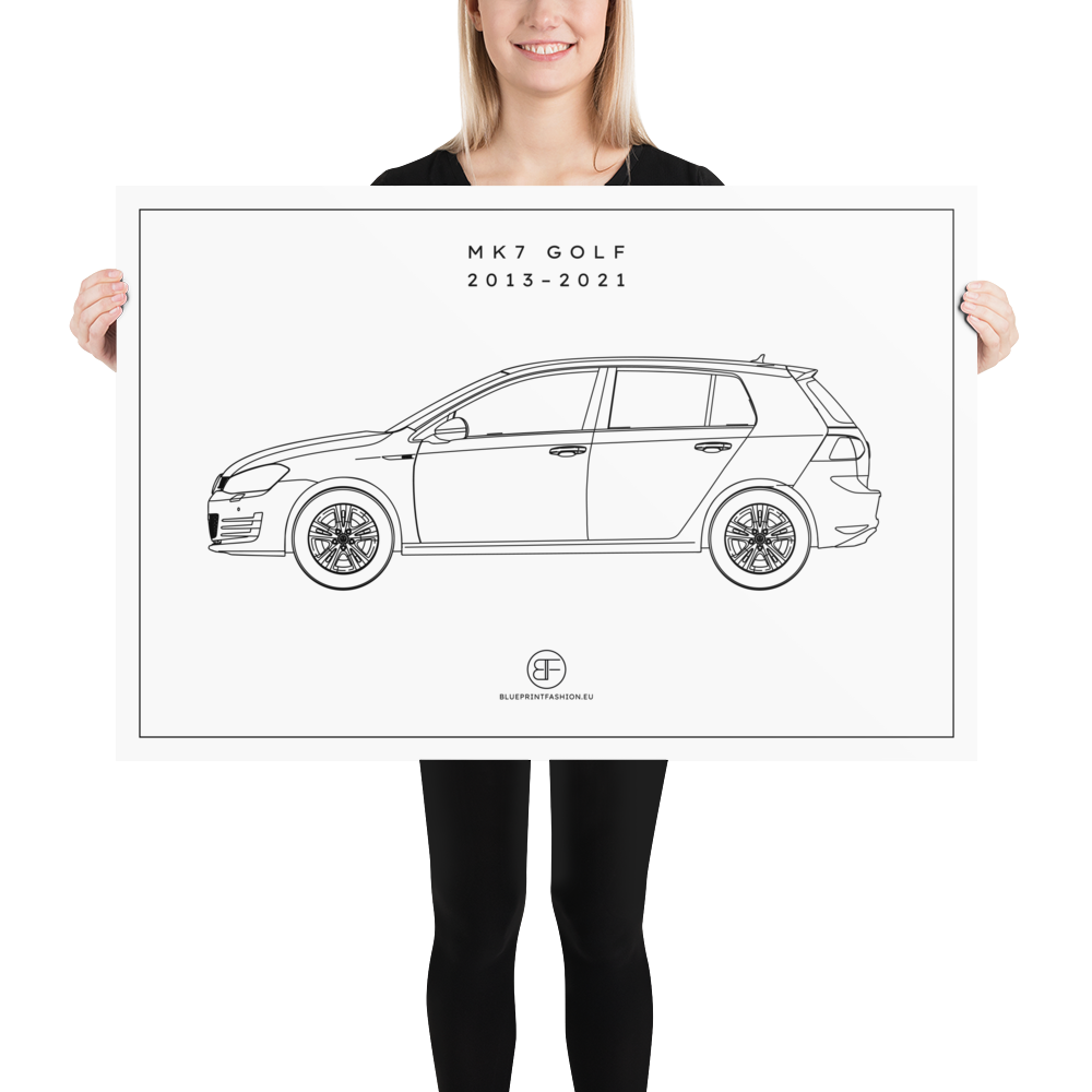 Golf MK7 Sideview Poster Blueprint Fashion EU