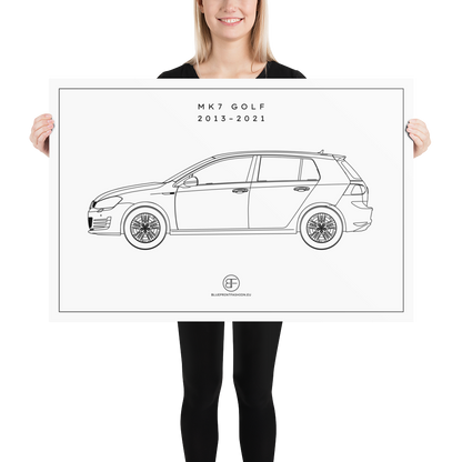 Golf MK7 Sideview Poster Blueprint Fashion EU