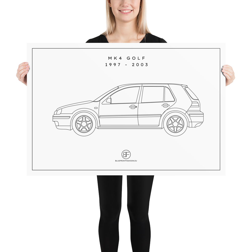 Golf MK4 Sideview Poster Blueprint Fashion EU