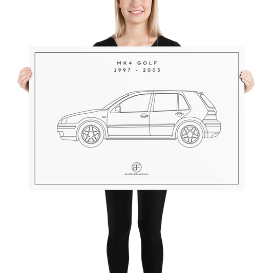 Golf MK4 Sideview Poster Blueprint Fashion EU