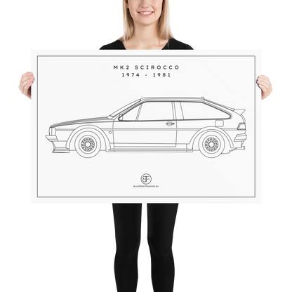 Scirocco MK2 Sideview Poster Blueprint Fashion EU