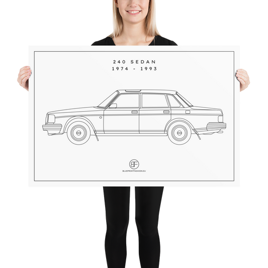 240 Sedan Sideview Poster Blueprint Fashion EU