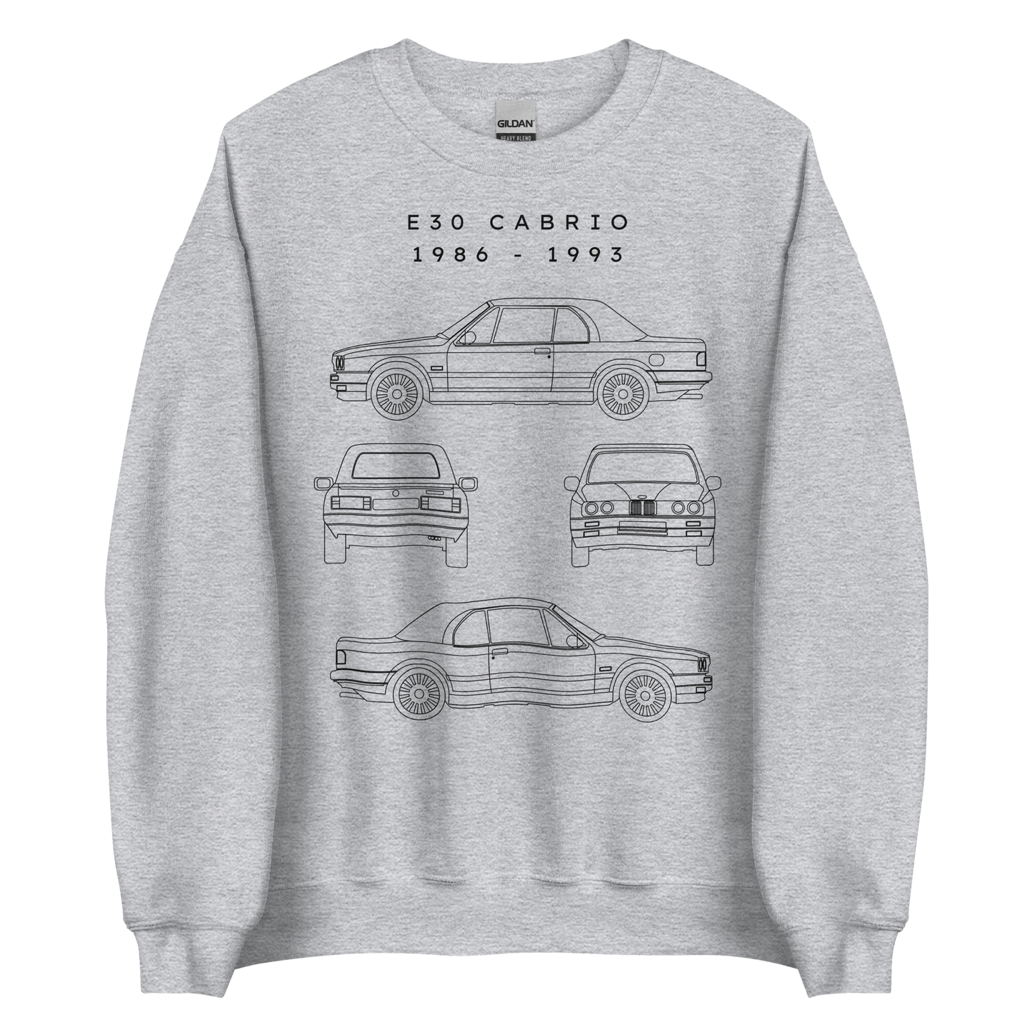 E30 Cabrio Blueprint Unisex Sweatshirt Blueprint Fashion EU