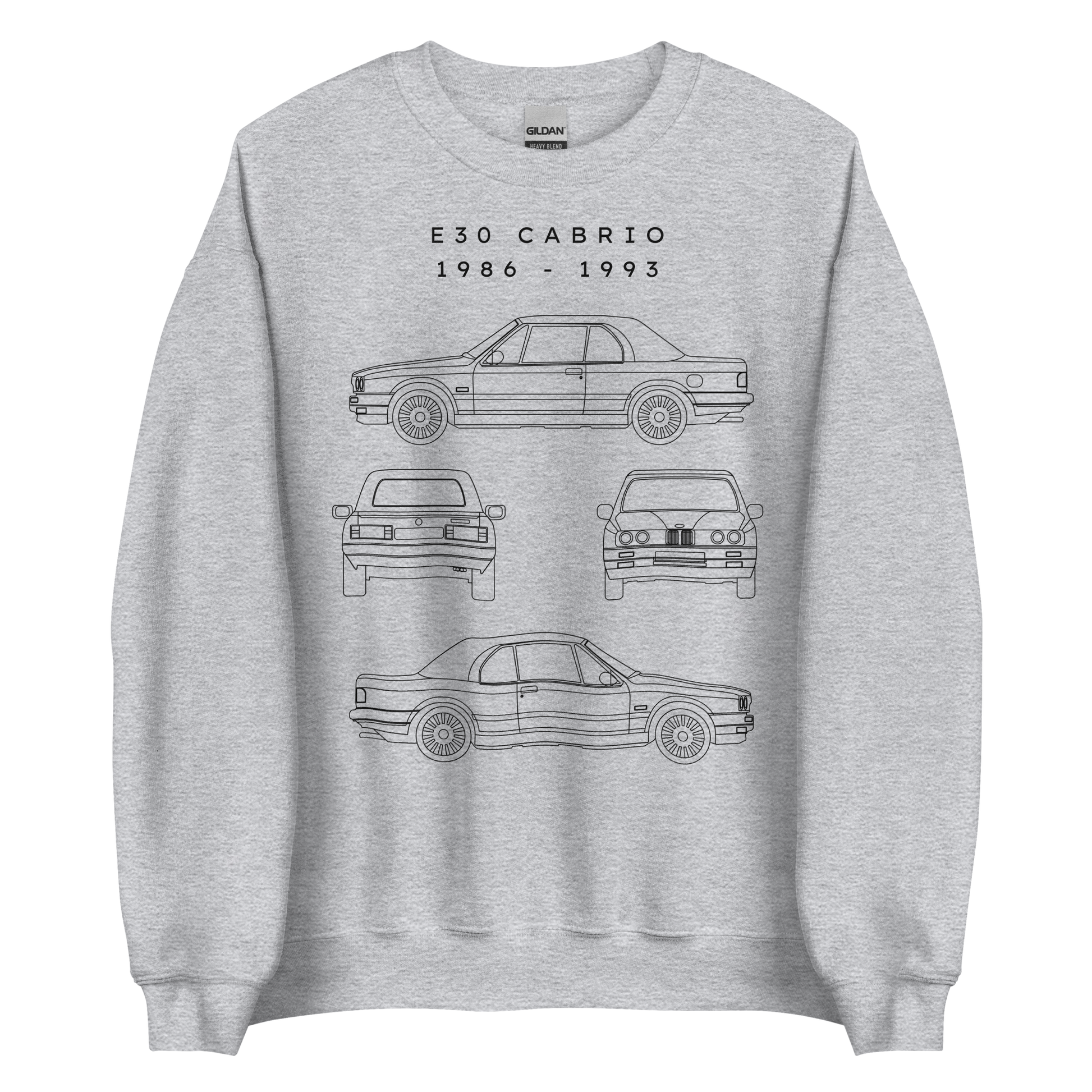 E30 Cabrio Blueprint Unisex Sweatshirt Blueprint Fashion EU