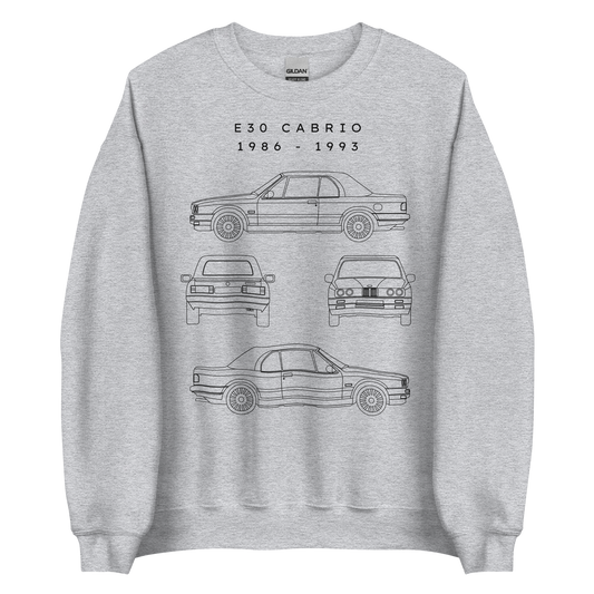 E30 Cabrio Blueprint Unisex Sweatshirt Blueprint Fashion EU