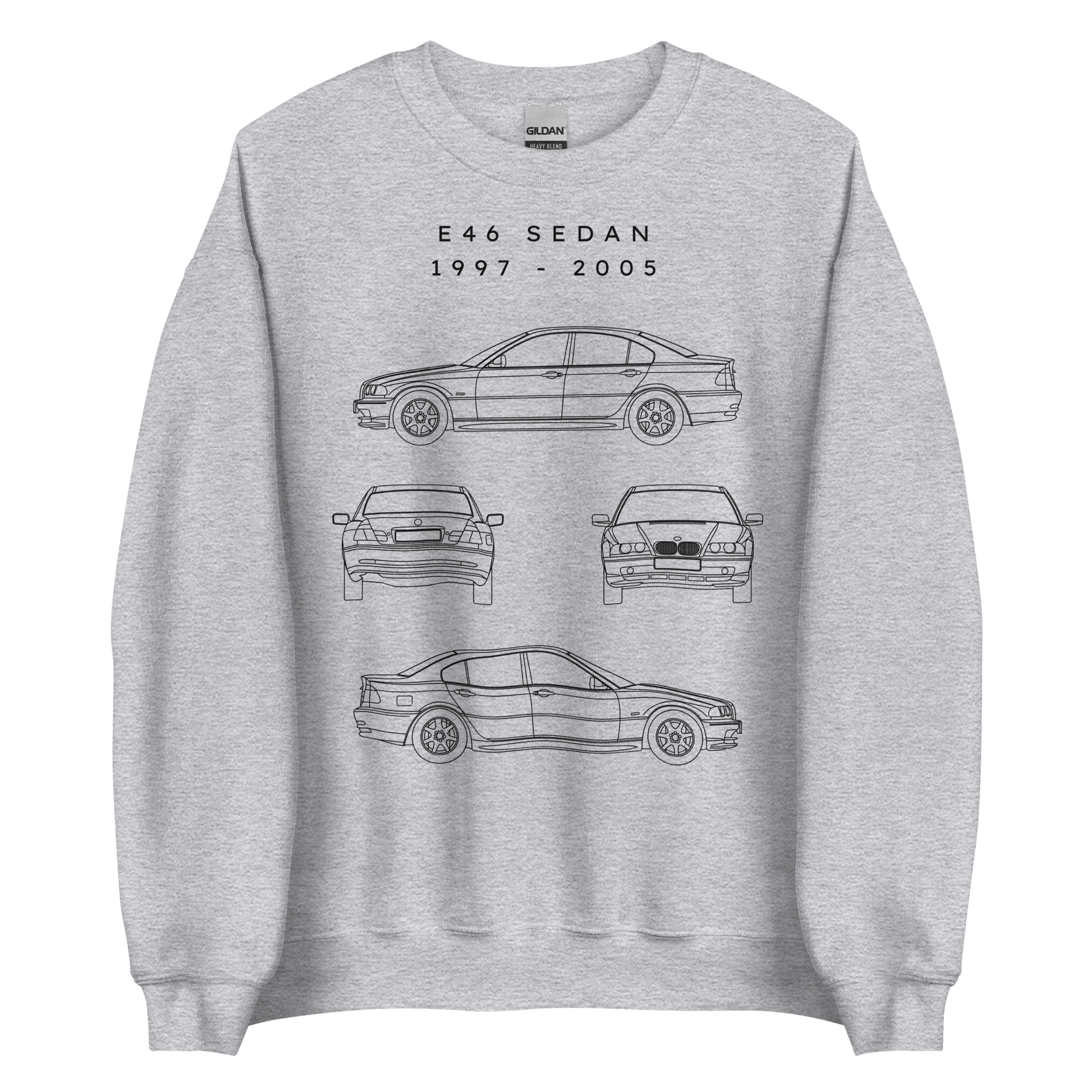 E46 Sedan Blueprint Unisex Sweatshirt Blueprint Fashion EU