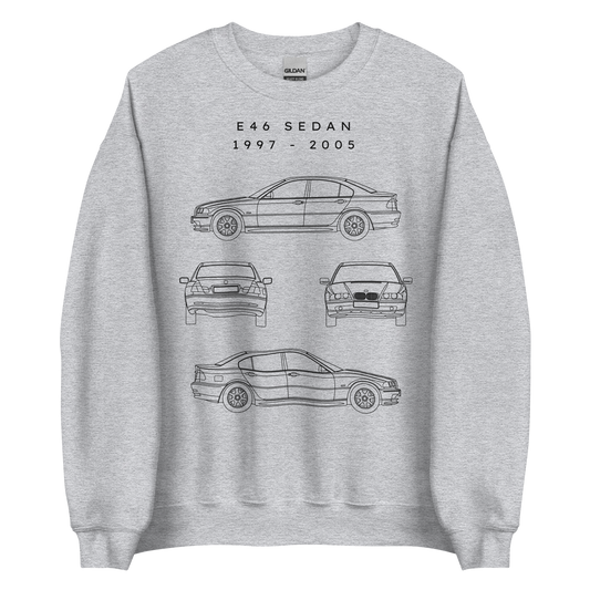 E46 Sedan Blueprint Unisex Sweatshirt Blueprint Fashion EU