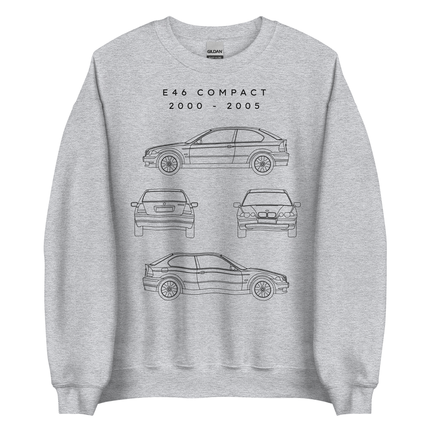 E46 Compact Blueprint Unisex Sweatshirt Blueprint Fashion EU