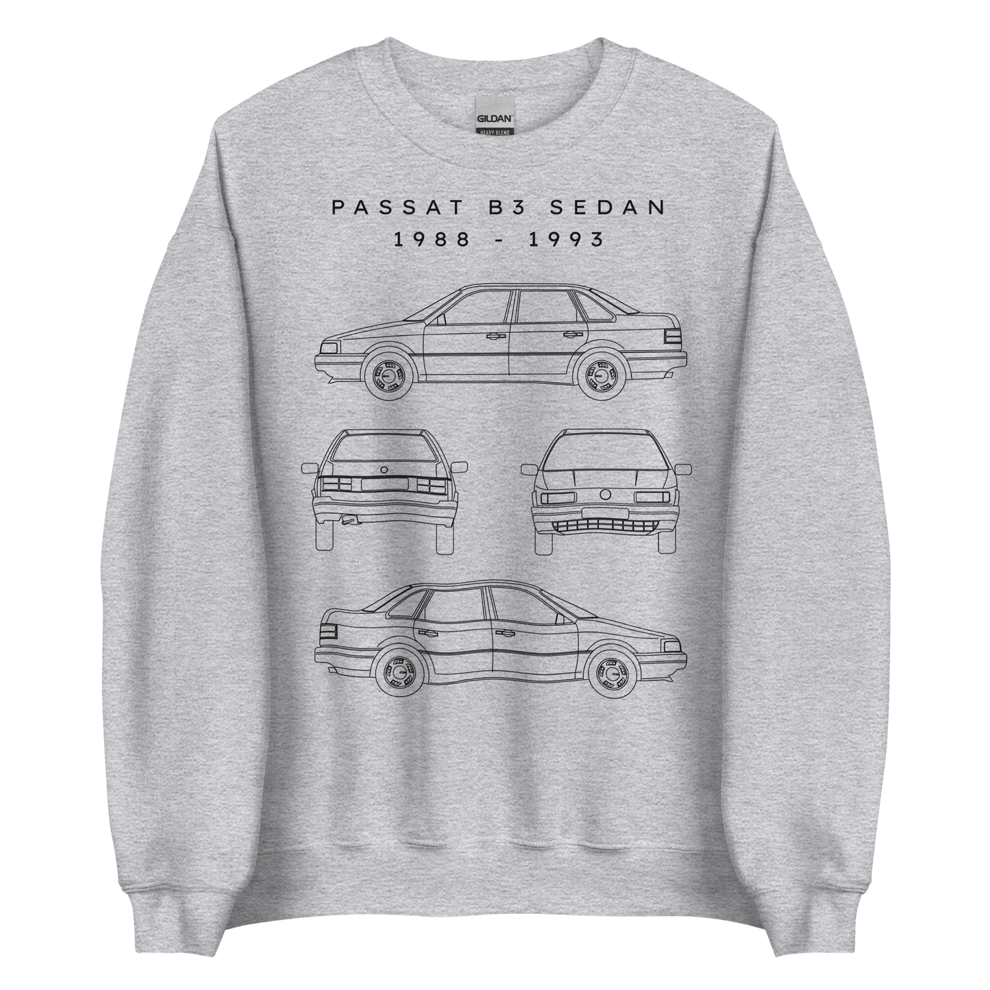 Passat B3 Sedan Blueprint Unisex Sweatshirt Blueprint Fashion EU