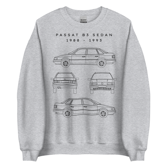 Passat B3 Sedan Blueprint Unisex Sweatshirt Blueprint Fashion EU