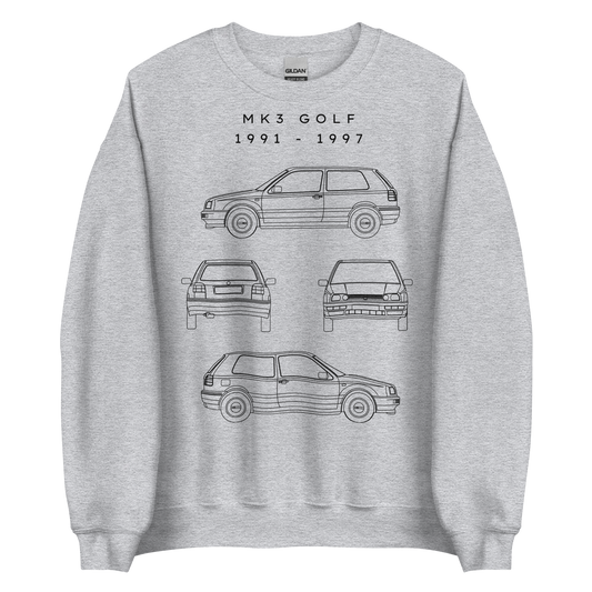 Golf MK3 Blueprint Unisex Sweatshirt Blueprint Fashion EU