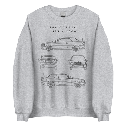 E46 Cabrio Blueprint Unisex Sweatshirt Blueprint Fashion EU