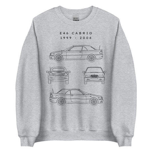 E46 Cabrio Blueprint Unisex Sweatshirt Blueprint Fashion EU