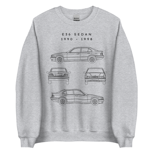 E36 Sedan Blueprint Unisex Sweatshirt Blueprint Fashion EU