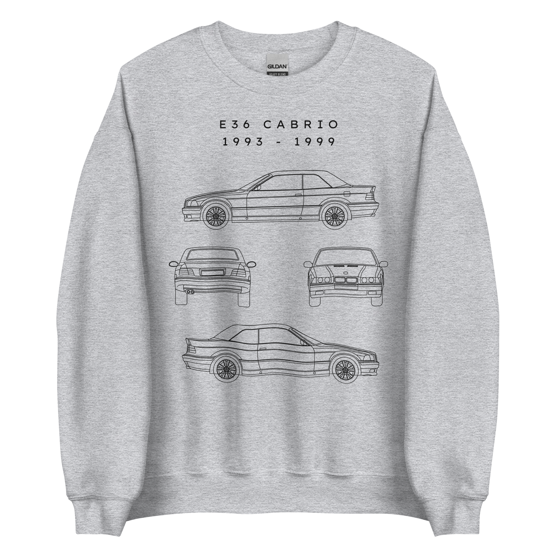 E36 Cabrio Blueprint Unisex Sweatshirt Blueprint Fashion EU