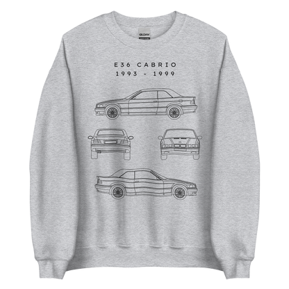 E36 Cabrio Blueprint Unisex Sweatshirt Blueprint Fashion EU