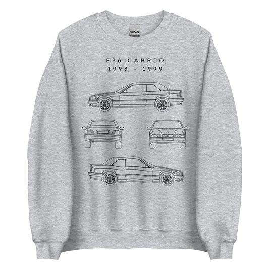 E36 Cabrio Blueprint Unisex Sweatshirt Blueprint Fashion EU