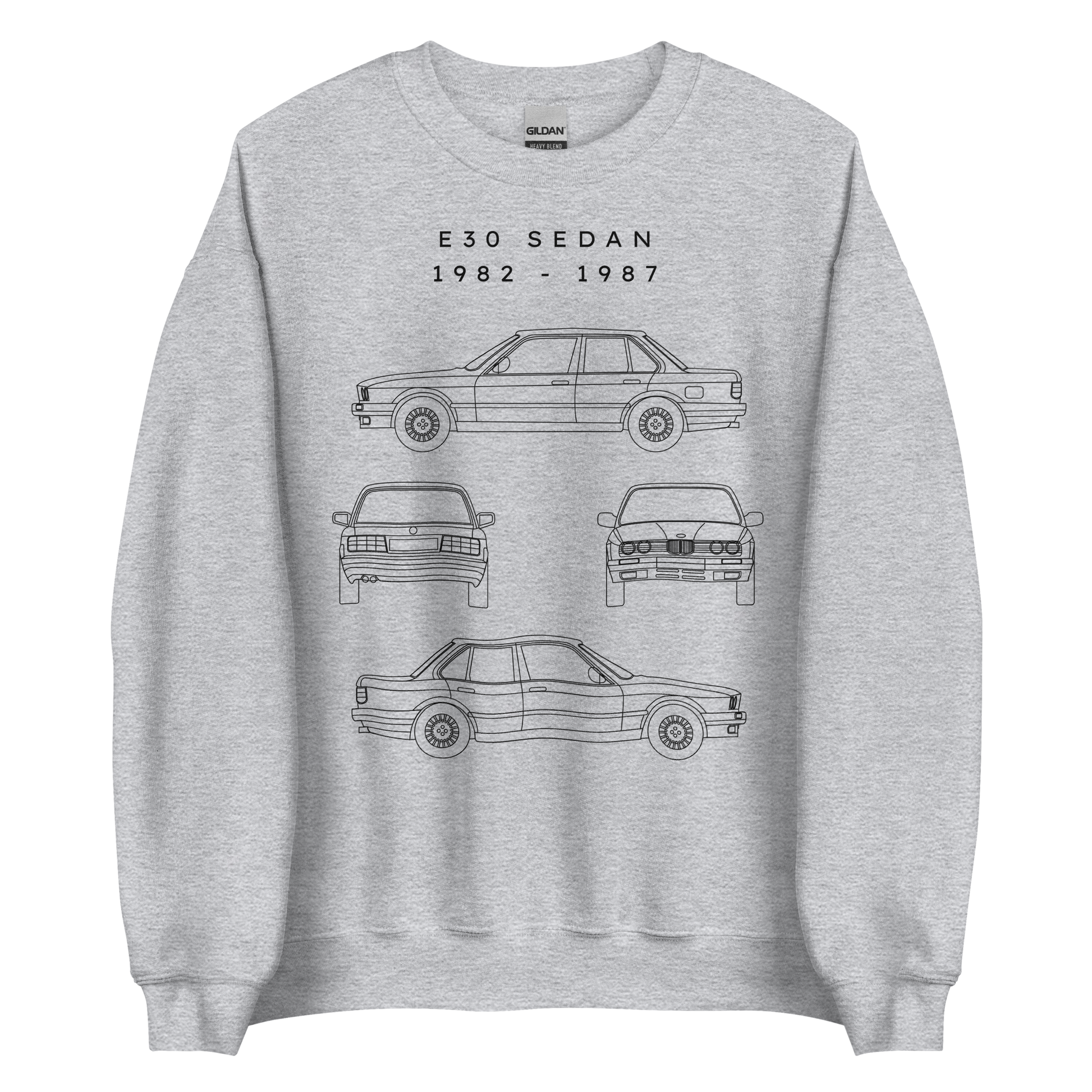 E30 Sedan Blueprint Unisex Sweatshirt Blueprint Fashion EU