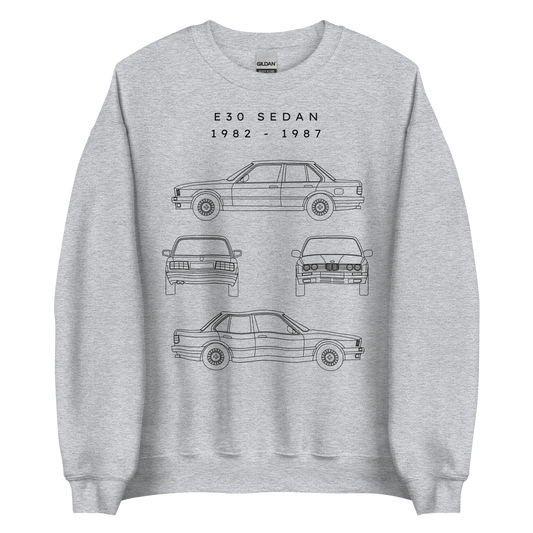 E30 Sedan Blueprint Unisex Sweatshirt Blueprint Fashion EU