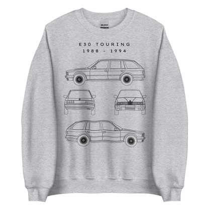 E30 Touring Blueprint Unisex Sweatshirt Blueprint Fashion EU