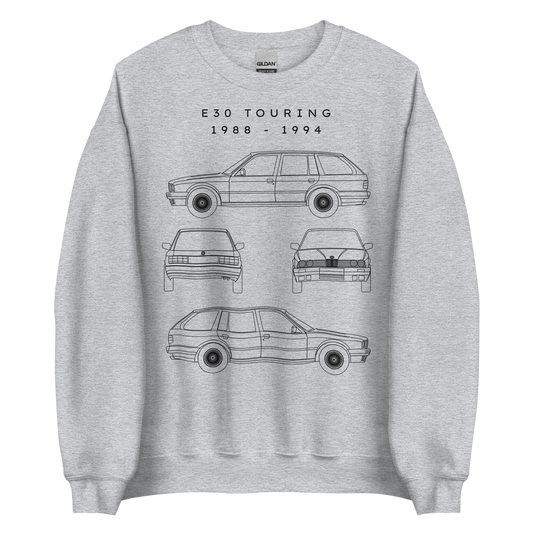 E30 Touring Blueprint Unisex Sweatshirt Blueprint Fashion EU