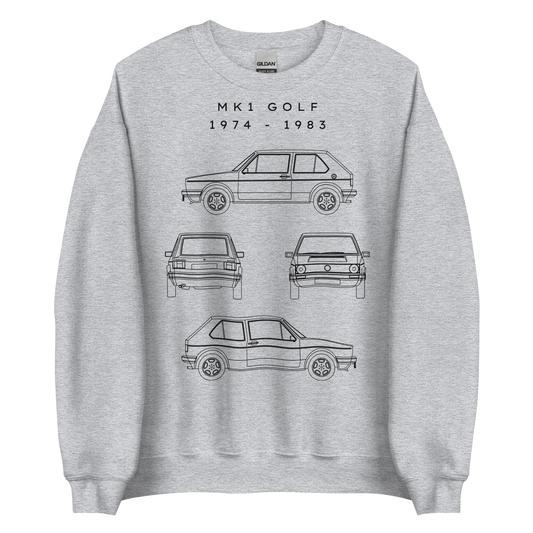 Golf MK1 Blueprint Unisex Sweatshirt Blueprint Fashion EU