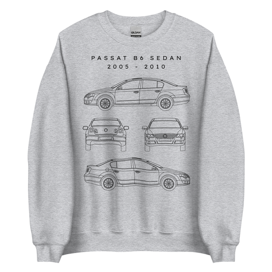 Passat B6 Sedan Blueprint Unisex Sweatshirt Blueprint Fashion EU