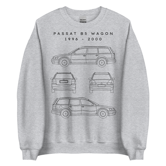 Passat B5 Wagon Blueprint Unisex Sweatshirt Blueprint Fashion EU