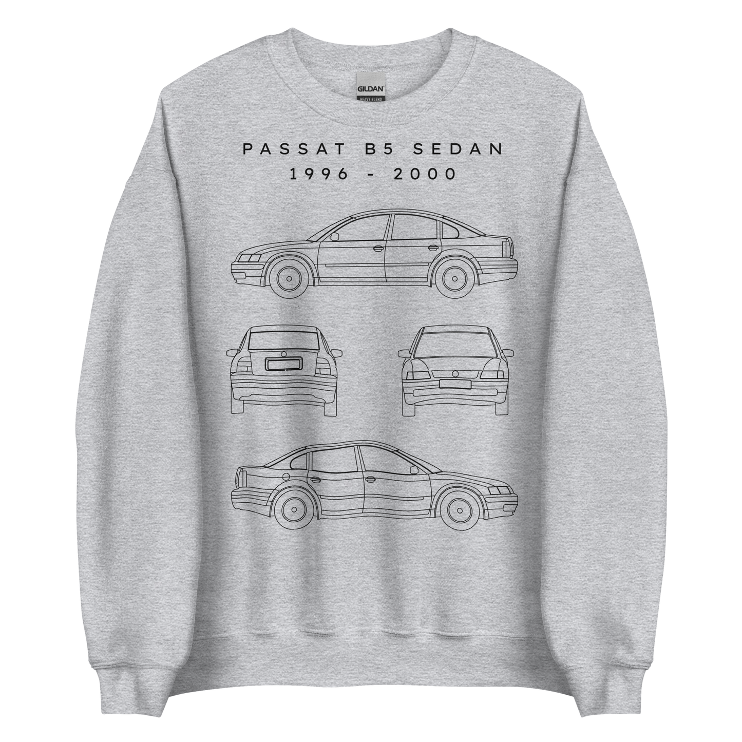 Passat B5 Sedan Blueprint Unisex Sweatshirt Blueprint Fashion EU