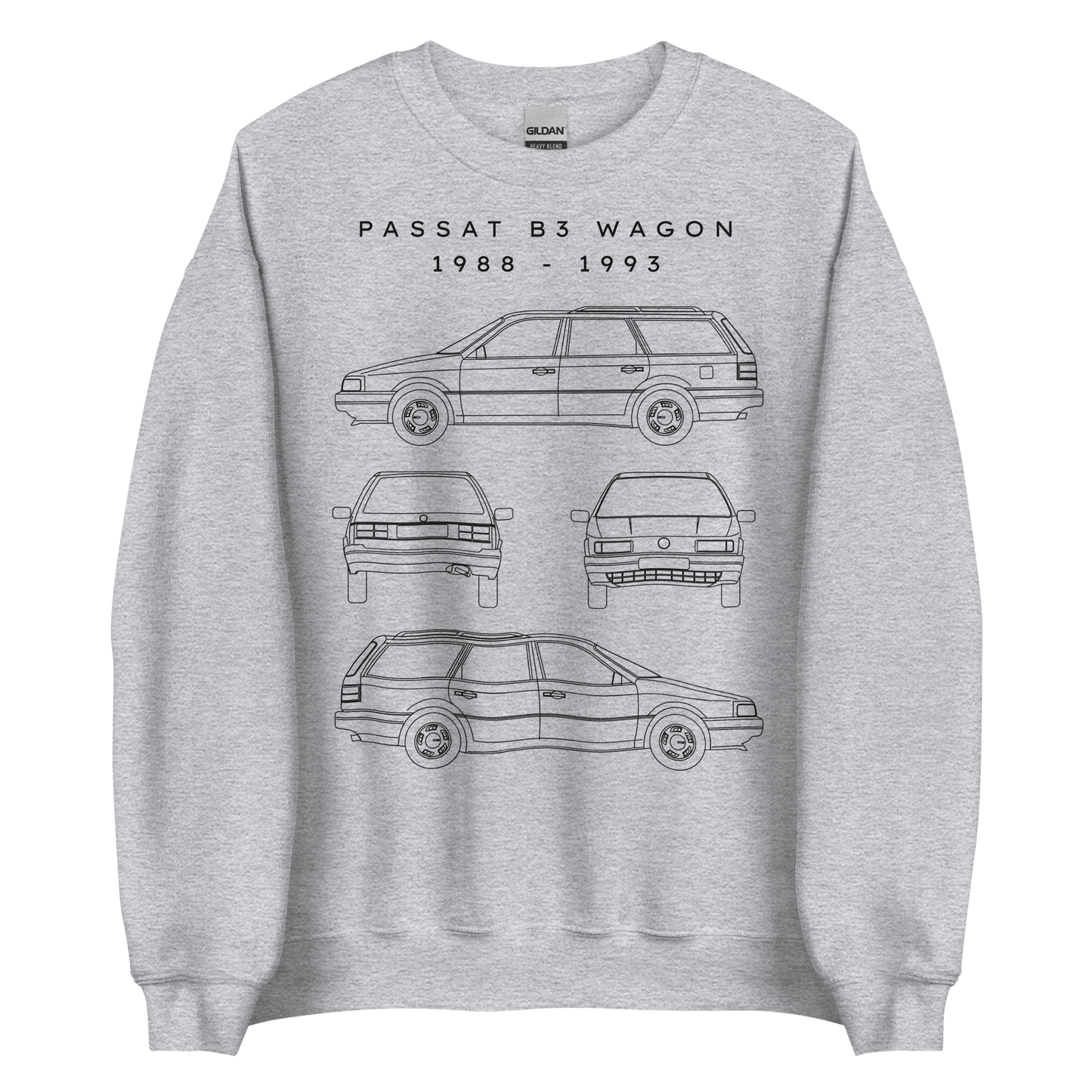 Passat B3 Wagon Blueprint Unisex Sweatshirt Blueprint Fashion EU