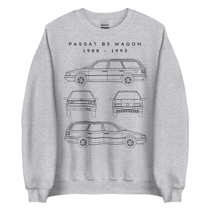 Passat B3 Wagon Blueprint Unisex Sweatshirt Blueprint Fashion EU