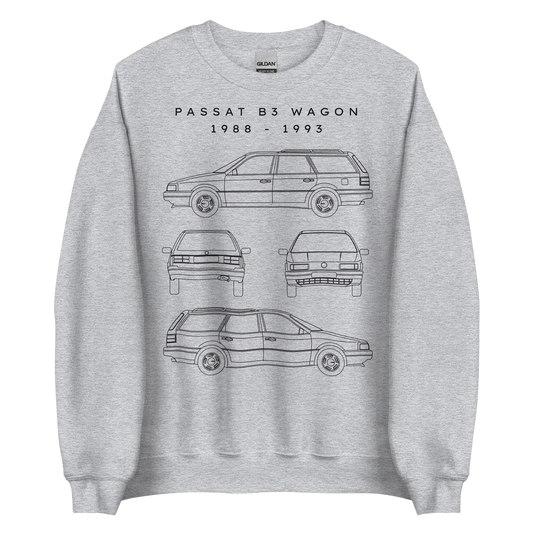 Passat B3 Wagon Blueprint Unisex Sweatshirt Blueprint Fashion EU