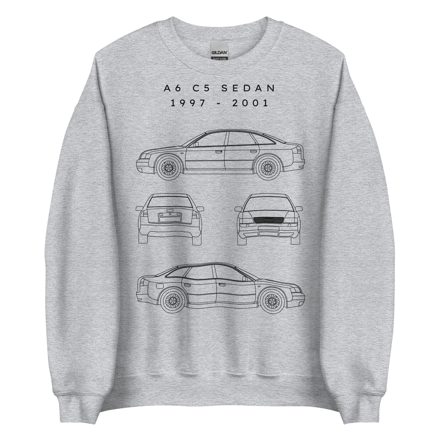 A6 C5 Sedan Blueprint Unisex Sweatshirt Blueprint Fashion EU